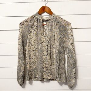 BTFL - Life | Women's Cream Gold Metallic Rolled Round Neck Blouse Size XS